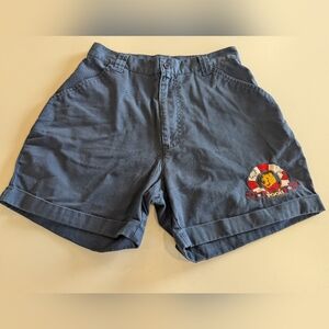 Vintage 90s Pooh Disney Women's Shorts Blue Cotton Pockets Waist 26"